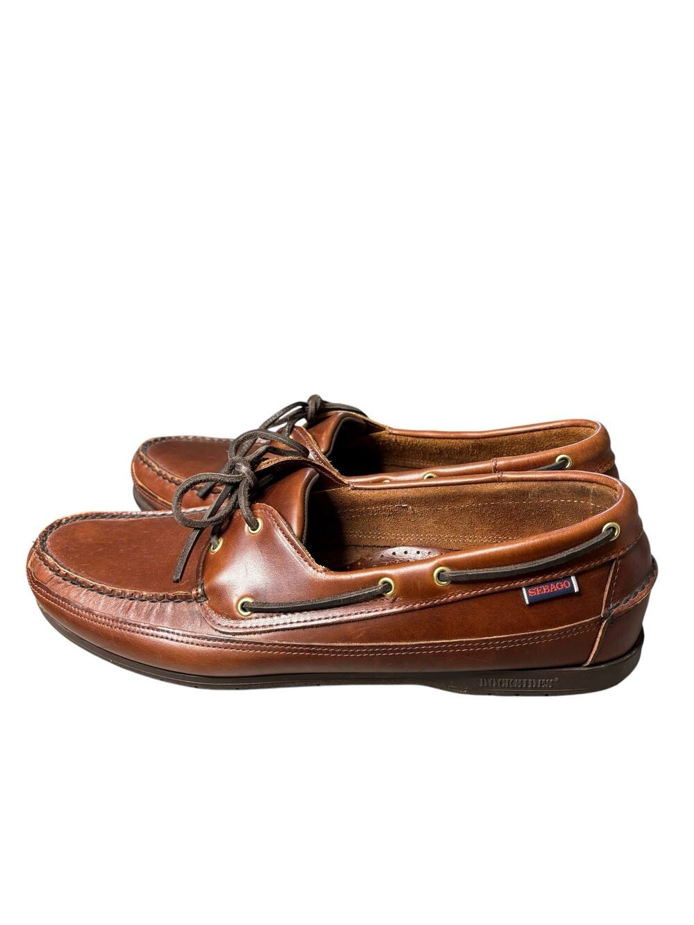 Sebago Men’s Size 15W Dockside Schooner Brown Leather Lace Up Boat Shoes
